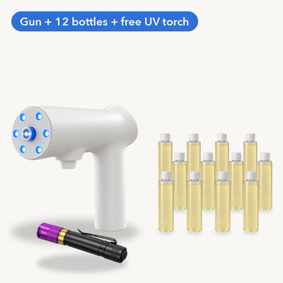 Bundle: mist gun + 12 bottles + free UV torch