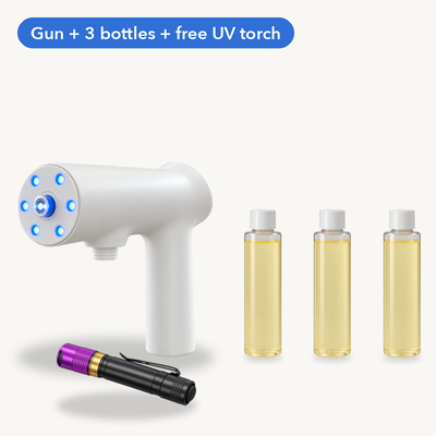 Bundle: mist gun + 3 bottles + free UV torch