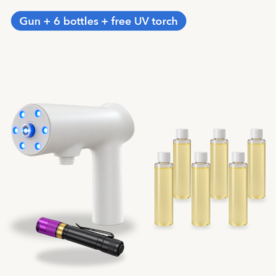 Bundle: mist gun + 6 bottles + free UV torch