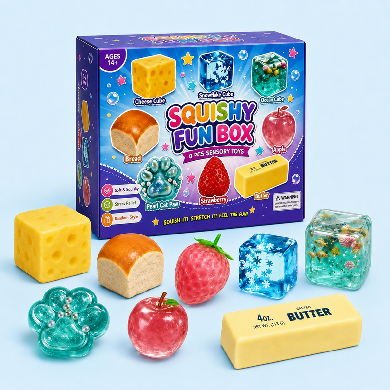 Eight viral squishies. One box.